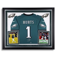 Jalen Hurts Philadelphia Eagles Autographed Deluxe Framed Midnight Green Super Bowl LIX Nike Game Jersey