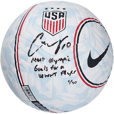 Carli Lloyd USWNT Autographed Nike USA Logo Soccer Ball with "Most Olympic Goals for a USWNT Player" Inscription