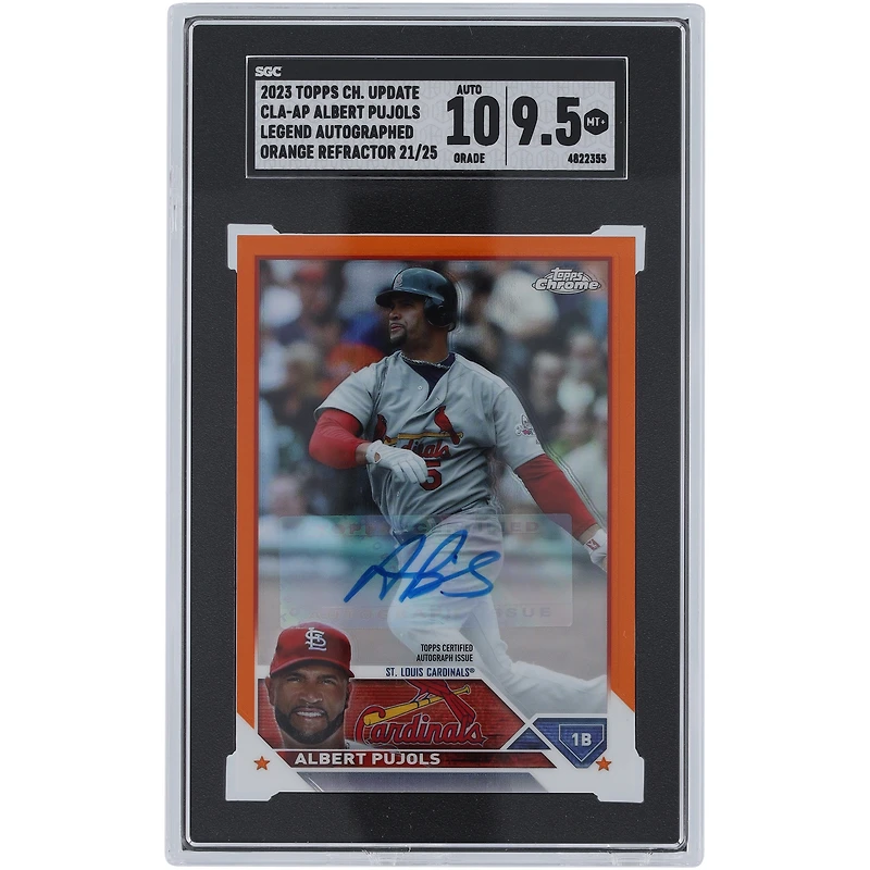 Albert Pujols St. Louis Cardinals Autographed 2023 Topps Chrome Update Legends Orange Refractor #CLA-AP #21/25 SGC Authenticated 9.5/10 Card