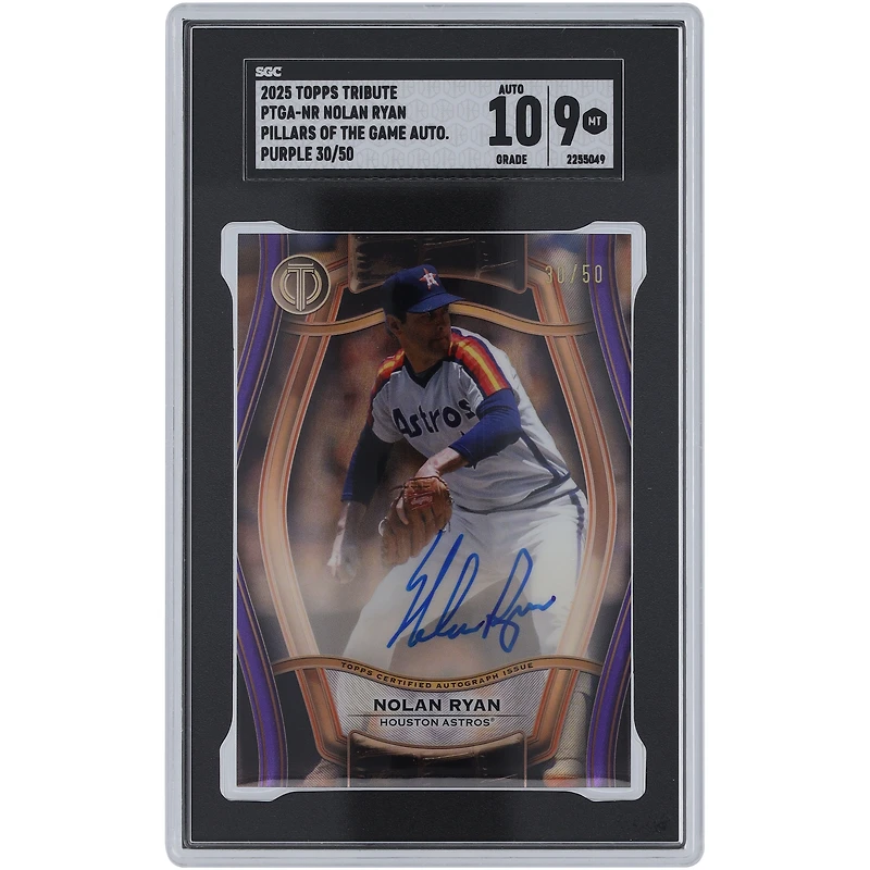 Nolan Ryan Houston Astros Autographed 2025 Topps Tribute Purple Pillars Of The Game #PTGA-NR #30/50 SGC Authenticated 9/10 Card