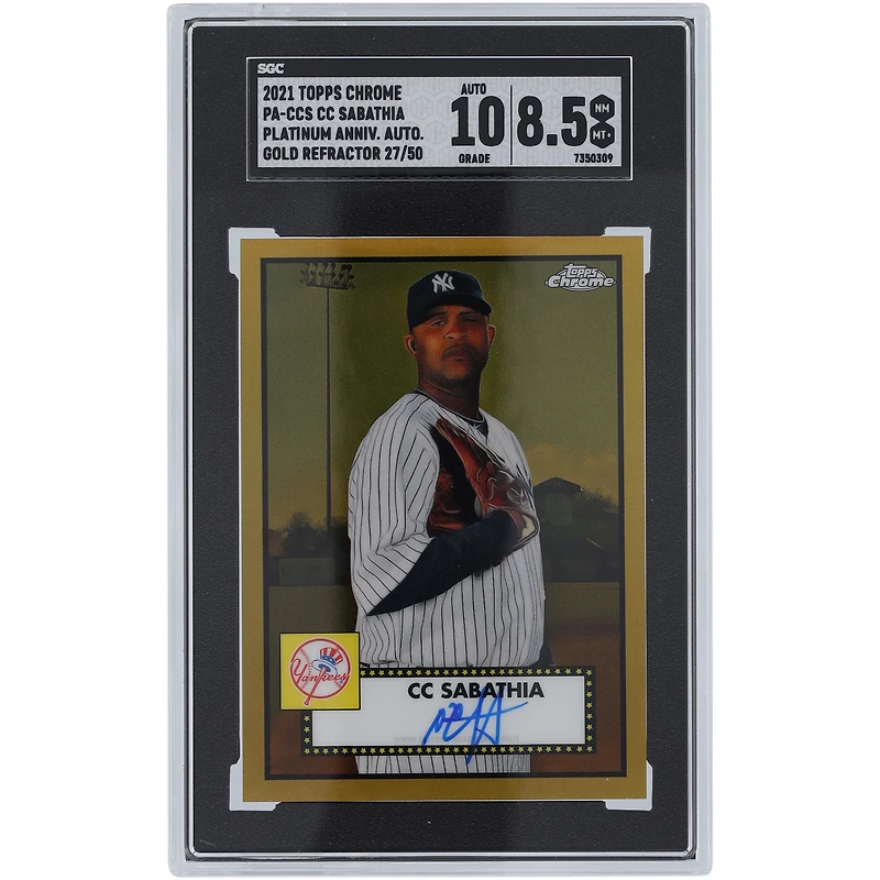 CC Sabathia New York Yankees Autographed 2021 Topps Chrome Platinum Anniversary Gold Refractor #PA-CCS #27/50 SGC Authenticated 8.5/10 Card
