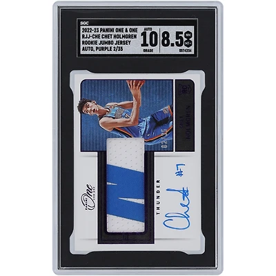 Chet Holmgren Oklahoma City Thunder Autographed 2022-23 Panini One & One Purple Rookie Jumbo Jersey Dual-Color Relic #RJJ-CHE #2/35 SGC Authenticated 8.5/10 Rookie Card