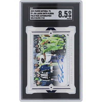 Jaxon Smith-Njigba Seattle Seahawks Autographed 2023 Panini National Treasures Holo Silver Field Pass #FP-JSN #7/10 SGC Authenticated 8.5 Rookie Card