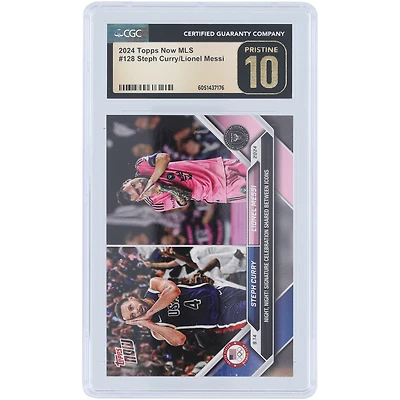 Steph Curry and Lionel Messi 2024 Topps Now MLS Night, Night! Signature Celebration Shared Between Icons #128 CGC Authenticated Pristine 10 Card