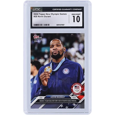 Kevin Durant USA Basketball 2024 Topps Now Olympic Games Makes Team USA History With Fourth Gold Medal #28 CGC Authenticated 10 Card
