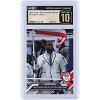 LeBron James USA Basketball 2024 Topps Now Olympic Games Makes History, Bears US Flag At 2024 Olympic Games #4 CGC Authenticated Pristine 10 Card