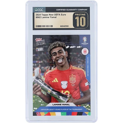 Lamine Yamal Spain National Team 2024 Topps Now UEFA Euro 2024 Young Player Of The Tournament #62 CGC Authenticated Pristine 10 Card