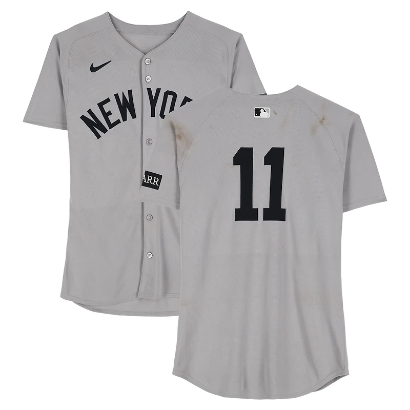 Anthony Volpe New York Yankees Game-Used #11 Gray Nike Jersey vs. Boston Red Sox on June 15, 2025