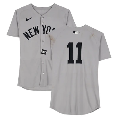 Anthony Volpe New York Yankees Game-Used #11 Gray Nike Jersey vs. Boston Red Sox on June 15, 2025