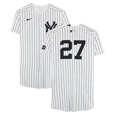 Giancarlo Stanton New York Yankees Game-Used #27 White Pinstripe Nike Jersey vs. Baltimore Orioles on June 22, 2025