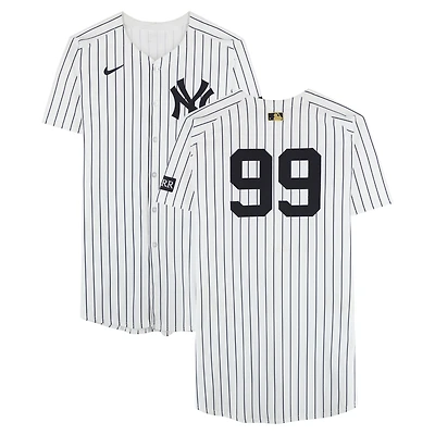Aaron Judge New York Yankees Game-Used #99 White Pinstripe Nike Jersey vs. Baltimore Orioles on June 22, 2025