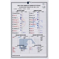 New York Yankees Game-Used Lineup Card vs. Kansas City Royals on June 11, 2025