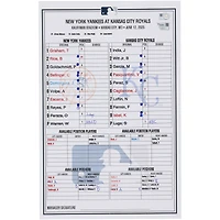 New York Yankees Game-Used Lineup Card vs. Kansas City Royals on June 12, 2025