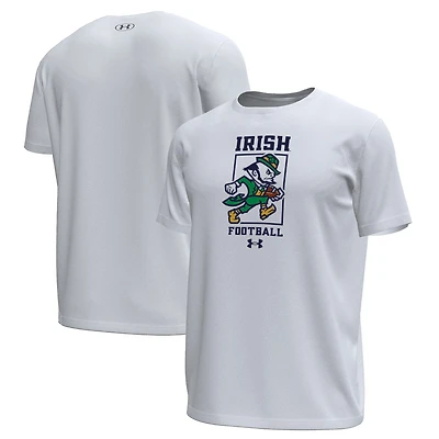 Men's Under Armour White Notre Dame Fighting Irish Sporting Leprechaun Tech Stretch T-Shirt
