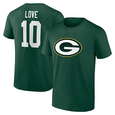 Men's Jordan Love Green Green Bay Packers Icon Name & Number T-Shirt