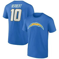 Men's Justin Herbert Powder Blue Los Angeles Chargers Icon Name & Number T-Shirt