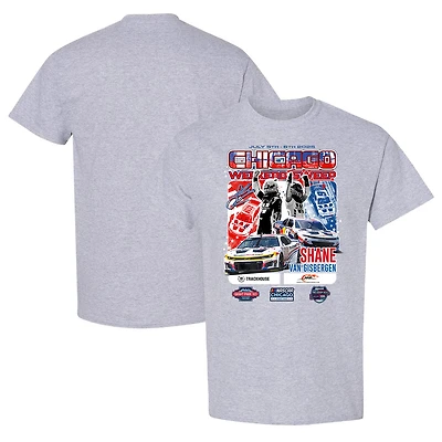 Men's Checkered Flag Sports Heather Gray Shane van Gisbergen 2025 Grant Park 165 Race Win T-Shirt