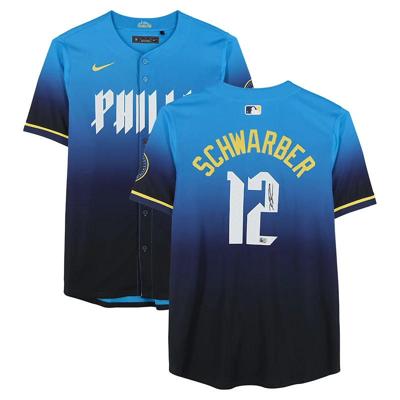 Kyle Schwarber Philadelphia Phillies Autographed Blue/Navy Nike City Connect Limited Jersey