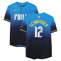 Kyle Schwarber Philadelphia Phillies Autographed Blue/Navy Nike City Connect Limited Jersey
