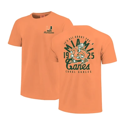 Youth Orange Miami Hurricanes Comfort Colors Mascot Overlay T-Shirt