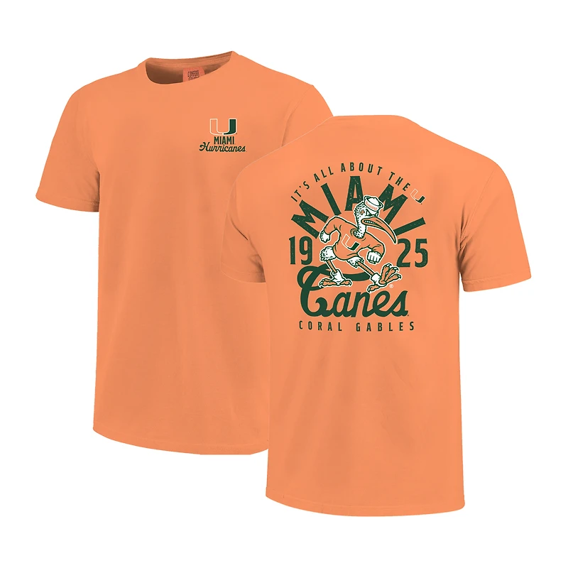 Youth Orange Miami Hurricanes Comfort Colors Mascot Overlay T-Shirt