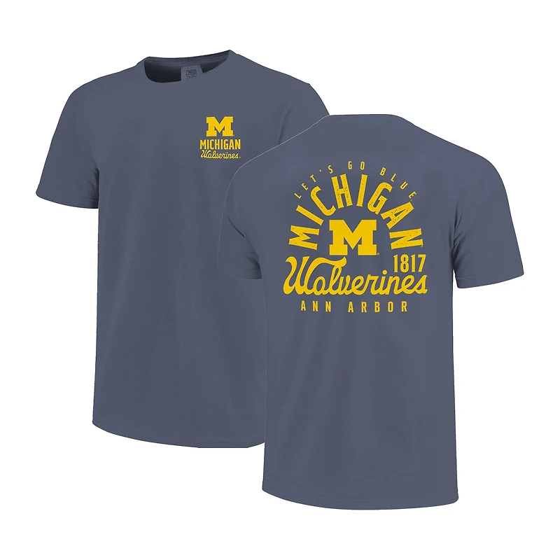 Youth Navy Michigan Wolverines Comfort Colors Mascot Overlay T-Shirt