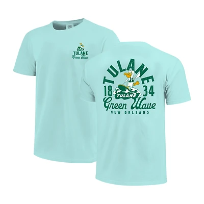 Youth Teal Tulane Green Wave Comfort Colors Mascot Overlay T-Shirt
