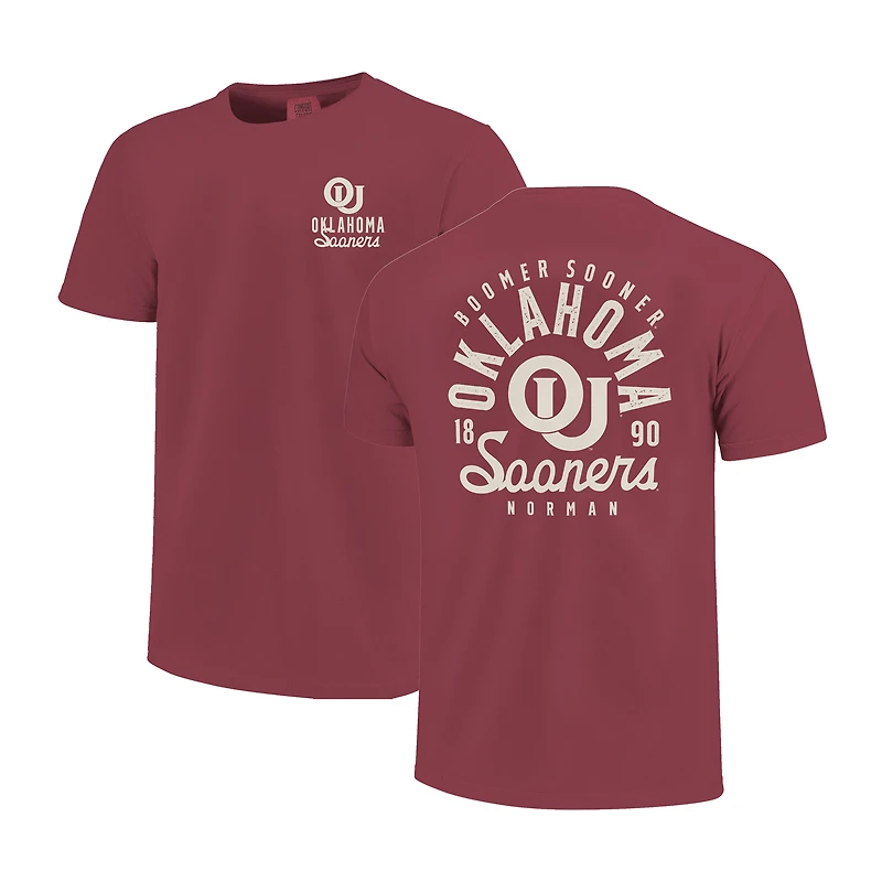 Youth Crimson Oklahoma Sooners Comfort Colors Mascot Overlay T-Shirt