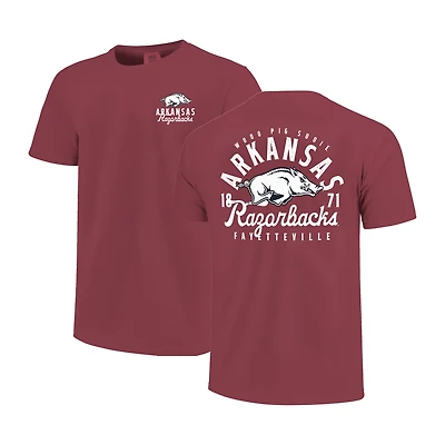 Youth Cardinal Arkansas Razorbacks Comfort Colors Mascot Overlay T-Shirt