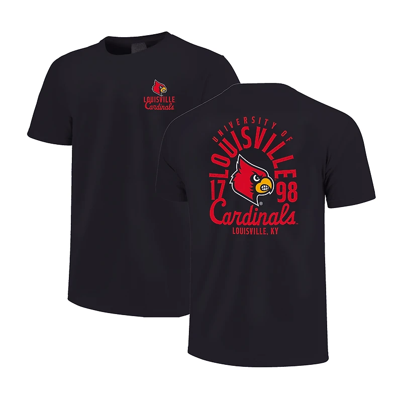 Youth Black Louisville Cardinals Comfort Colors Mascot Overlay T-Shirt