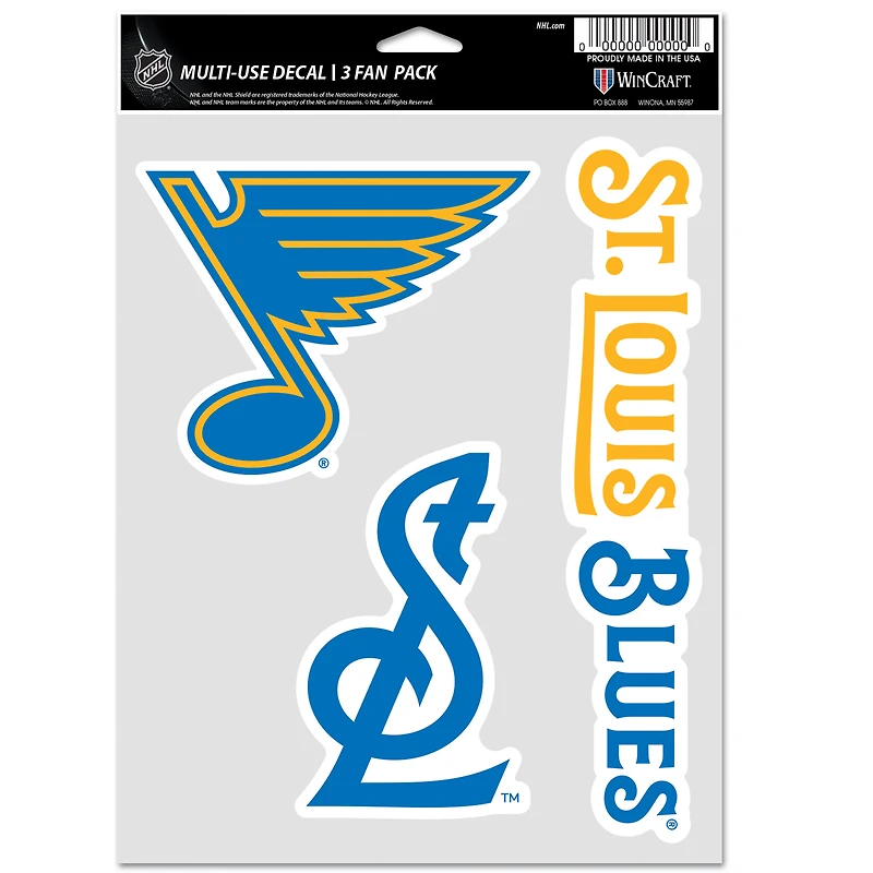 WinCraft St. Louis Blues Three-Piece Fan Decal Set