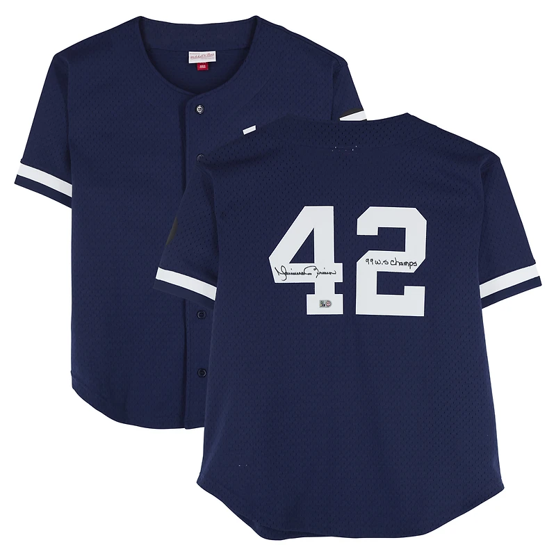 Mariano Rivera New York Yankees Autographed Navy Mitchell & Ness Authentic Jersey with "99 WS Champs" Inscription