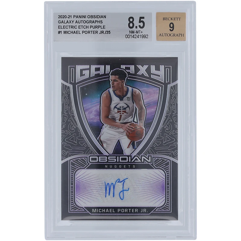 Michael Porter Jr. Denver Nuggets Autographed 2020-21 Panini Obsidian Galaxy Purple #GAL-MPJ #1/35 BGS Authenticated 8.5/9 Card