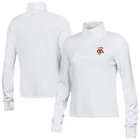 Women's Under Armour White Wisconsin Badgers Motion Quarter-Zip Pullover