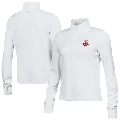 Women's Under Armour White Wisconsin Badgers Motion Quarter-Zip Pullover