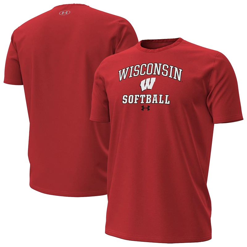 Men's Under Armour Red Wisconsin Badgers Softball Performance T-Shirt