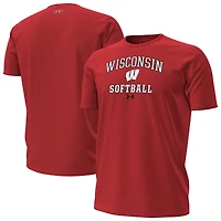 Men's Under Armour Red Wisconsin Badgers Softball Performance T-Shirt