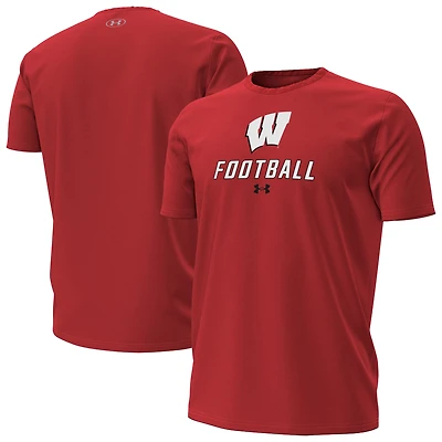 Men's Under Armour Red Wisconsin Badgers Football Performance T-Shirt