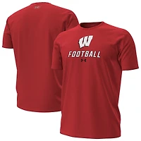 Men's Under Armour Red Wisconsin Badgers Football Performance T-Shirt