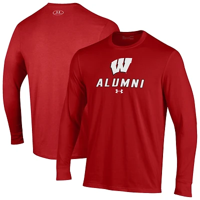 Men's Under Armour Red Wisconsin Badgers Alumni Performance Long Sleeve T-Shirt
