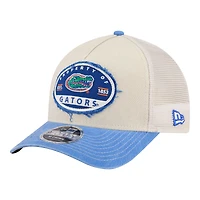 Men's New Era  Stone/Royal Florida Gators Frayed Patch 9FORTY M-Crown A-Frame Trucker Adjustable Hat