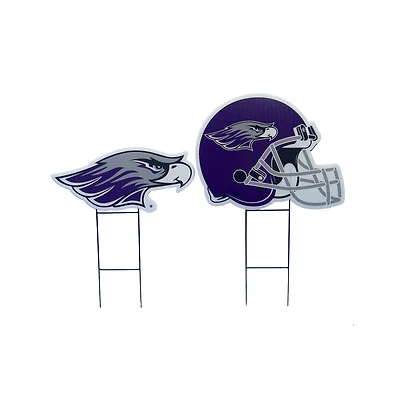 Pegasus Wisconsin-Whitewater Warhawks Logo and Helmet Two-Piece Yard Sign Set