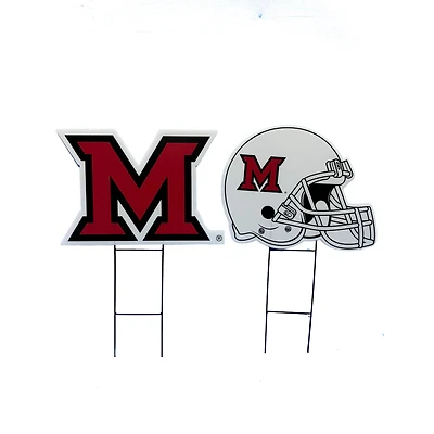 Pegasus Miami University RedHawks Logo and Helmet Two-Piece Yard Sign Set
