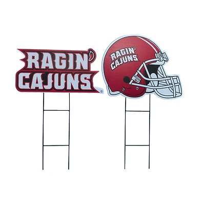 Pegasus Louisiana Ragin' Cajuns Logo and Helmet Two-Piece Yard Sign Set