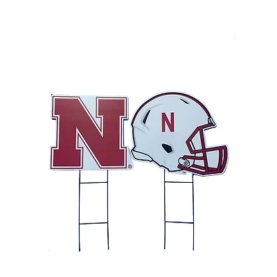 Pegasus Nebraska Huskers Logo and Helmet Two-Piece Yard Sign Set