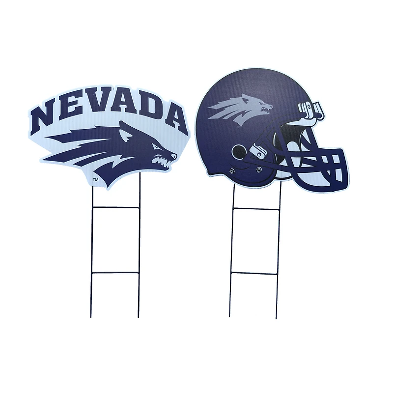 Pegasus Nevada Wolf Pack Logo and Helmet Two-Piece Yard Sign Set