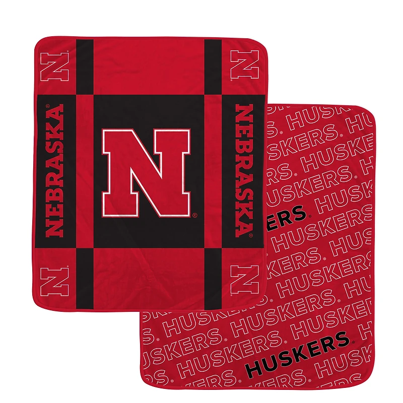 Pegasus Nebraska Huskers 60" x 70" Reverse Block Wordmark Double-Sided Ultra Cozy Blanket