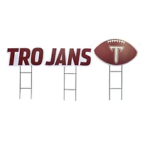 Pegasus Troy University Trojans Wordmark and Football Three-Piece Yard Sign Set