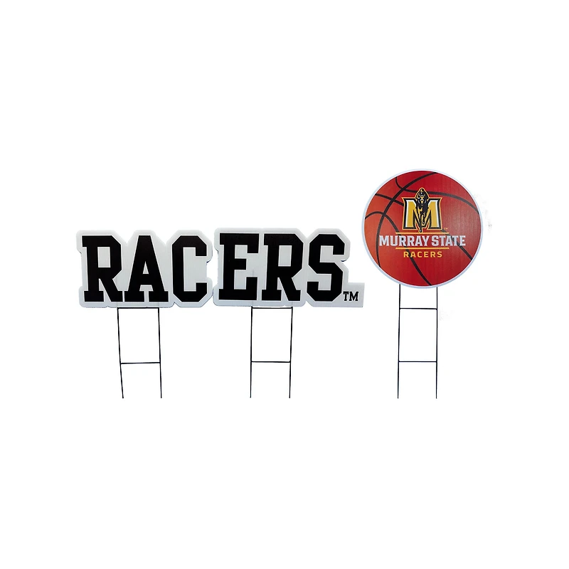 Pegasus Murray St. Racers Wordmark and Basketball Three-Piece Yard Sign Set