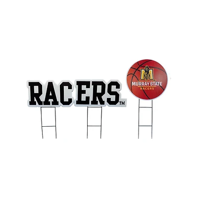 Pegasus Murray St. Racers Wordmark and Basketball Three-Piece Yard Sign Set